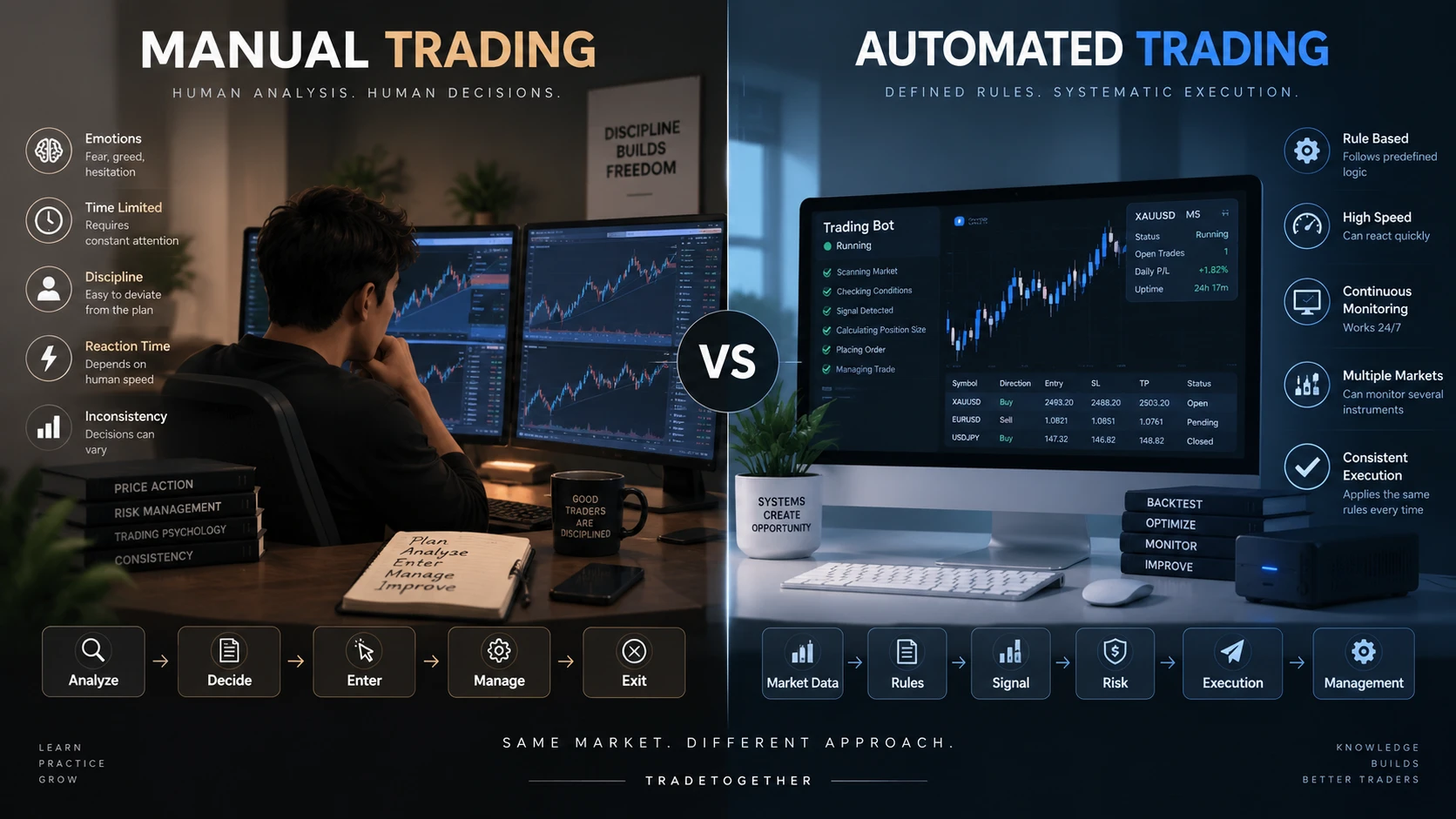 Automated Trading Explained: Trading Bots, Manual vs Automated Trading, Benefits and Risks