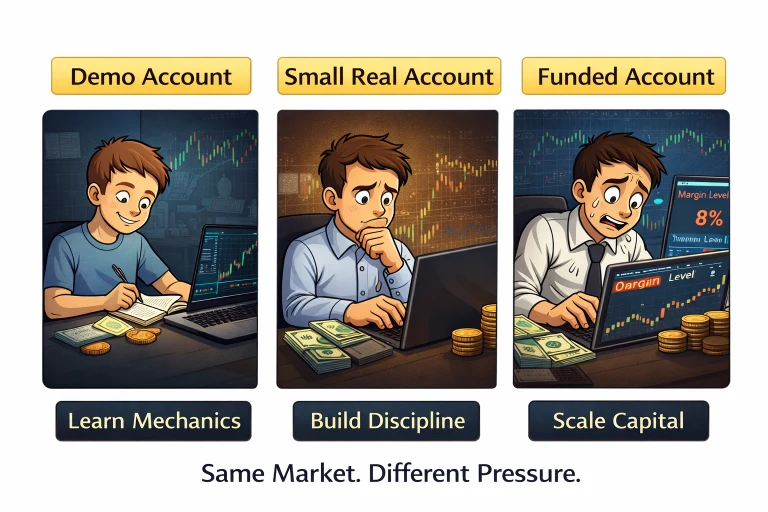 How to Start Forex Trading Safely for Beginners Using Demo, Real & Funded Accounts – Complete Starter Guide - Chapter 3